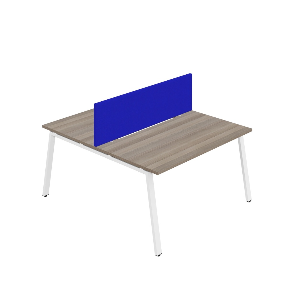 Synergy 2P Bench Desk|1200X800mm|A-Frame|GreyOak/White|Royal Blue Screen