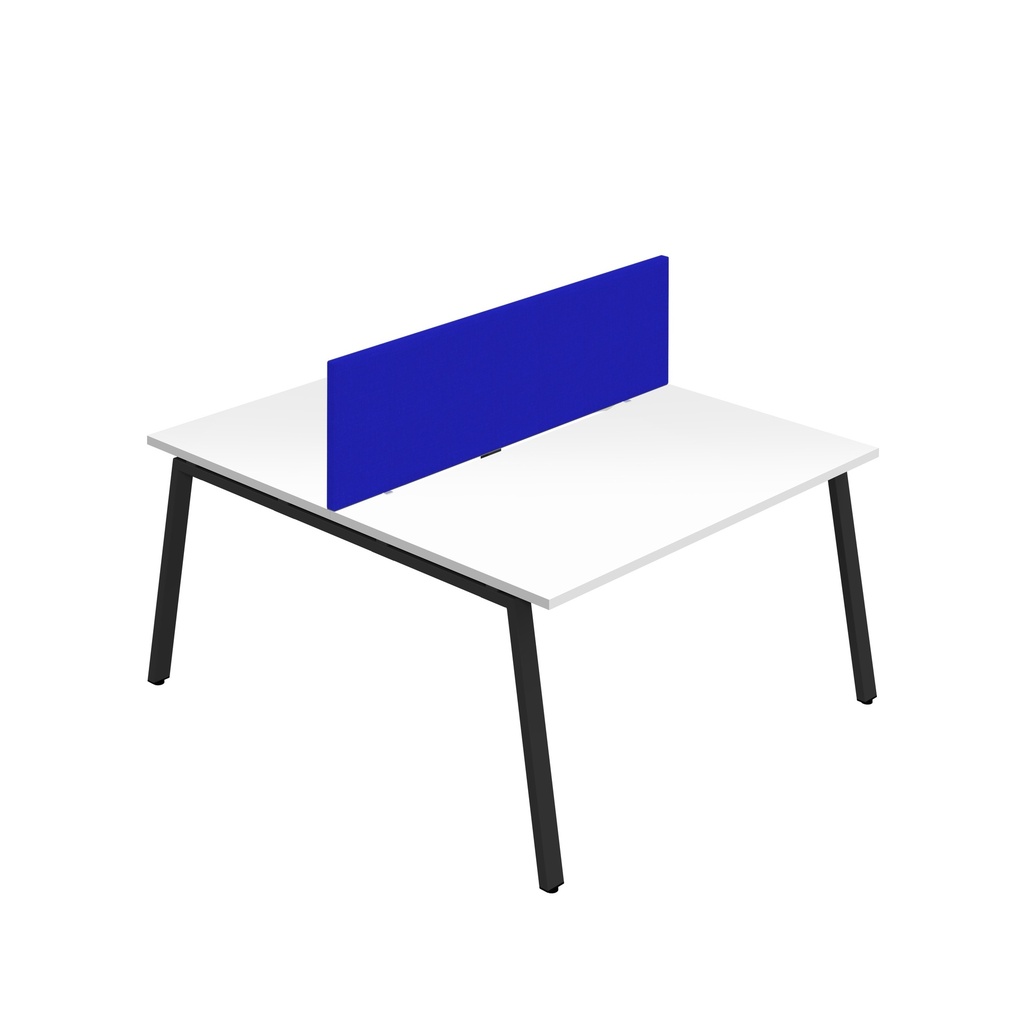 Synergy 2P Bench Desk|1200X800mm|A-Frame|White/Black|Royal Blue Screen