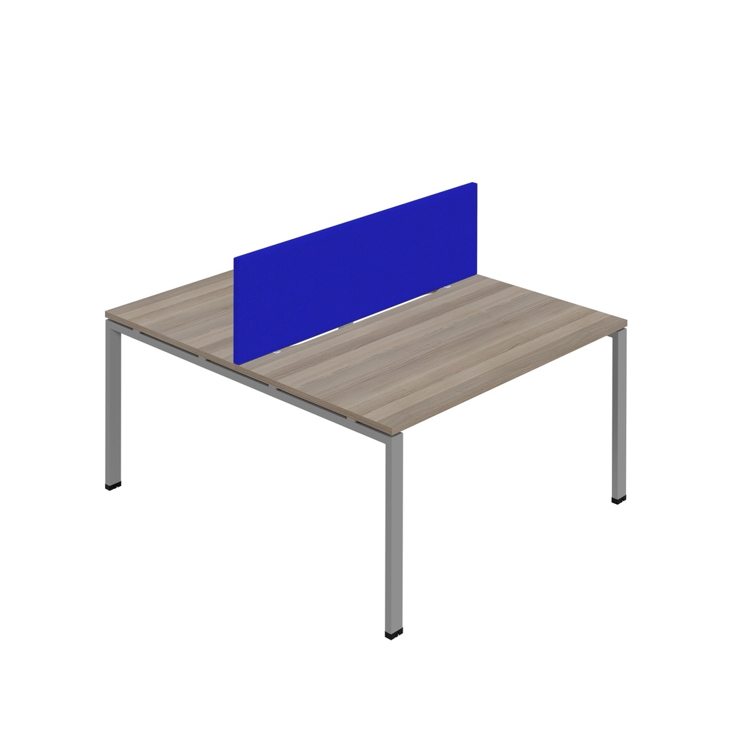 Synergy 2P Bench Desk|1200X800mm|GoalPost|GreyOak/Silver|Royal Blue Screen