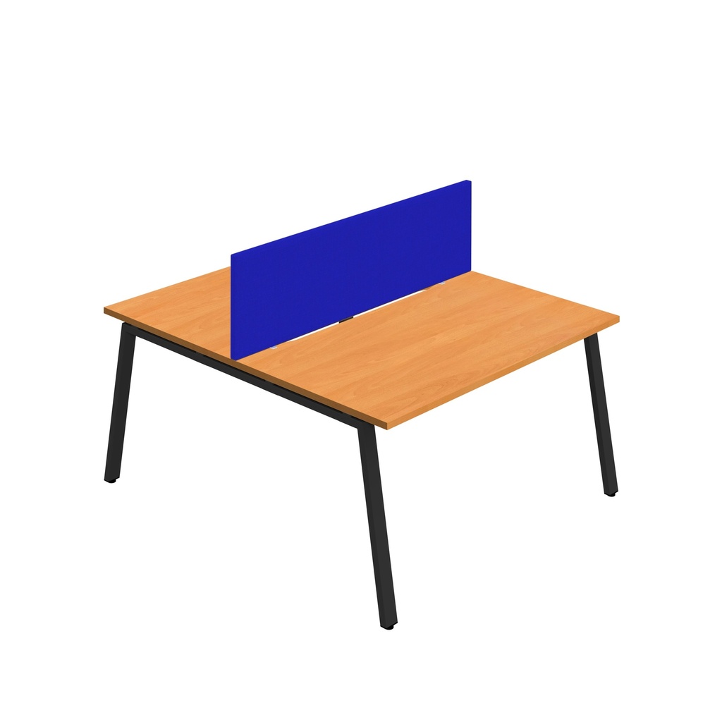Synergy 2P Bench Desk|1400X800mm|A-Frame|Beech/Black|Royal Blue Screen