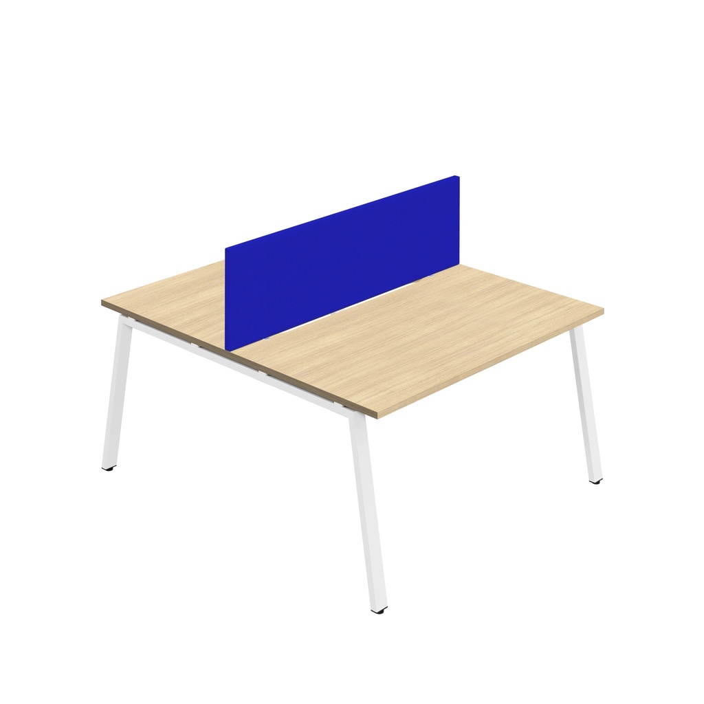 Synergy 2P Bench Desk|1600X800mm|A-Frame|NovaOak/White|Royal Blue Screen