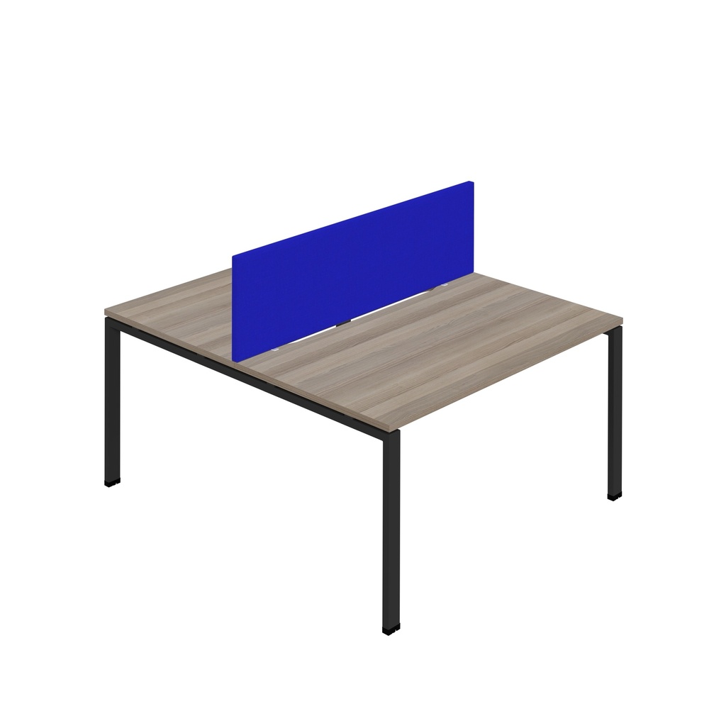 Synergy 2P Bench Desk|1600X800mm|GoalPost|GreyOak/Black|Royal Blue Screen