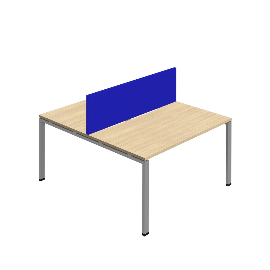 Synergy 2P Bench Desk|1600X800mm|GoalPost|NovaOak/Silver|Royal Blue Screen