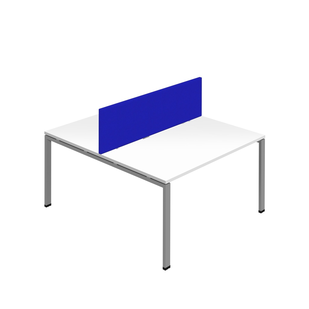 Synergy 2P Bench Desk|1600X800mm|GoalPost|White/Silver|Royal Blue Screen
