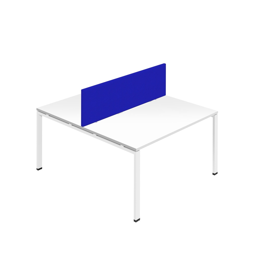 Synergy 2P Bench Desk|1600X800mm|GoalPost|White/White|Royal Blue Screen