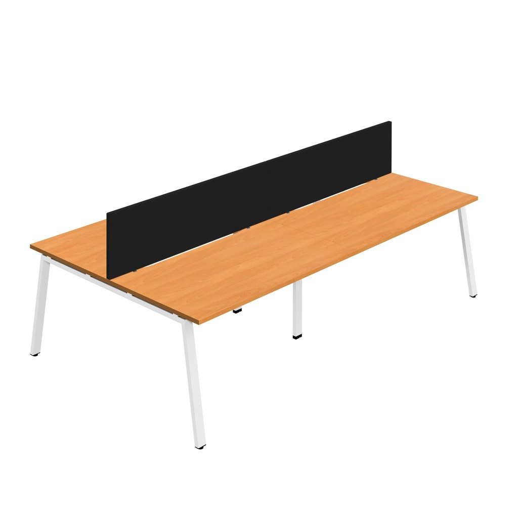 Synergy 4P Bench Desk|1200X800mm|A-Frame|Beech/White|Black Screen