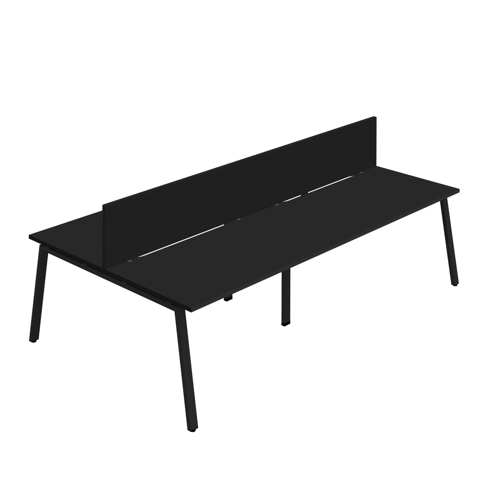 Synergy 4P Bench Desk|1200X800mm|A-Frame|Black/Black|Black Screen