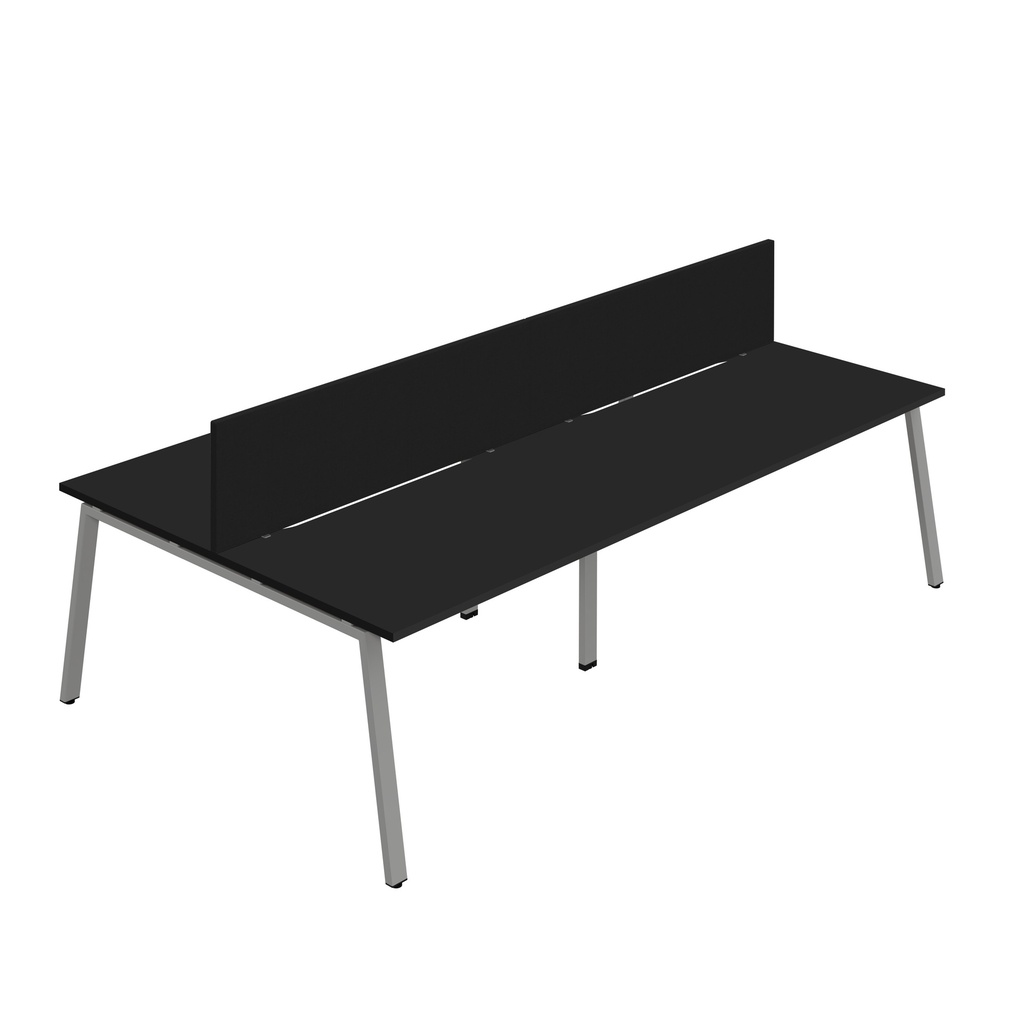 Synergy 4P Bench Desk|1200X800mm|A-Frame|Black/Silver|Black Screen