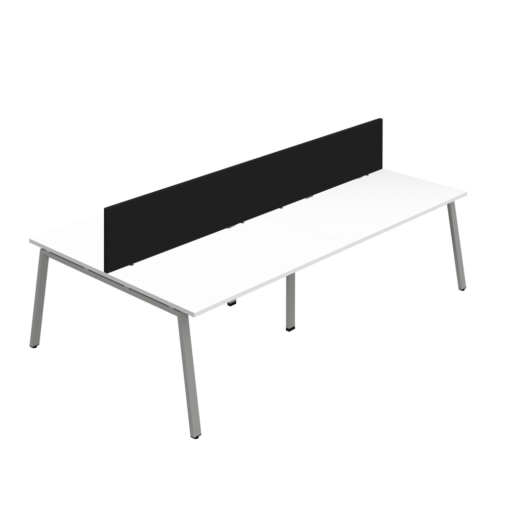 Synergy 4P Bench Desk|1200X800mm|A-Frame|White/Silver|Black Screen
