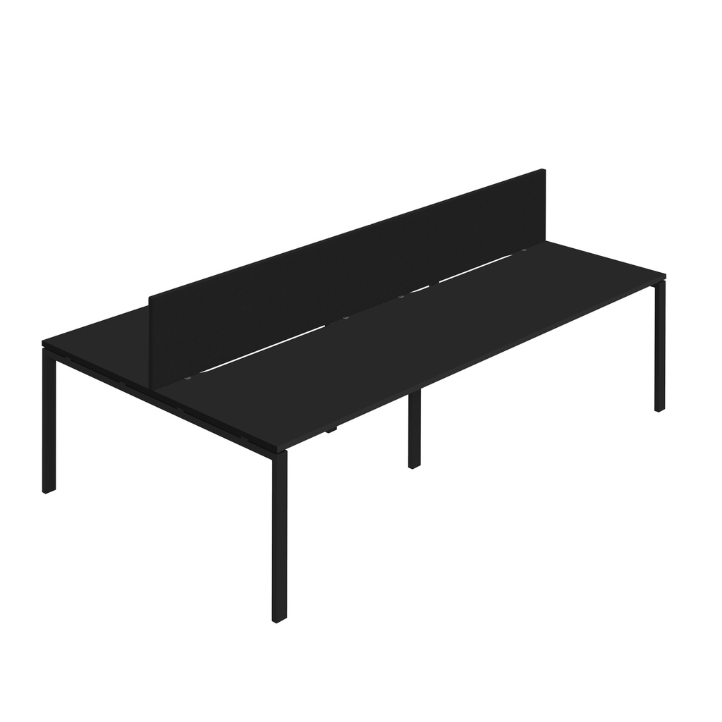 Synergy 4P Bench Desk|1400X800mm|GoalPost|Black/Black|Black Screen