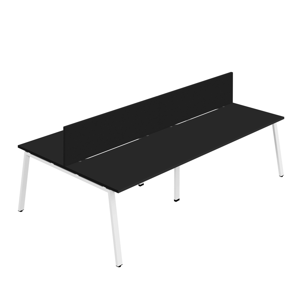 Synergy 4P Bench Desk|1600X800mm|A-Frame|Black/White|Black Screen