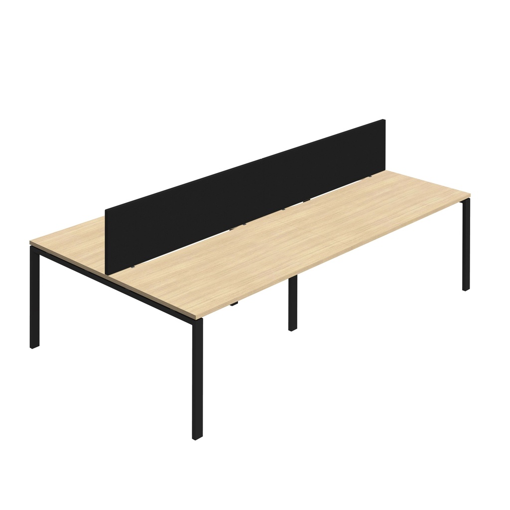 Synergy 4P Bench Desk|1600X800mm|GoalPost|NovaOak/Black|Black Screen