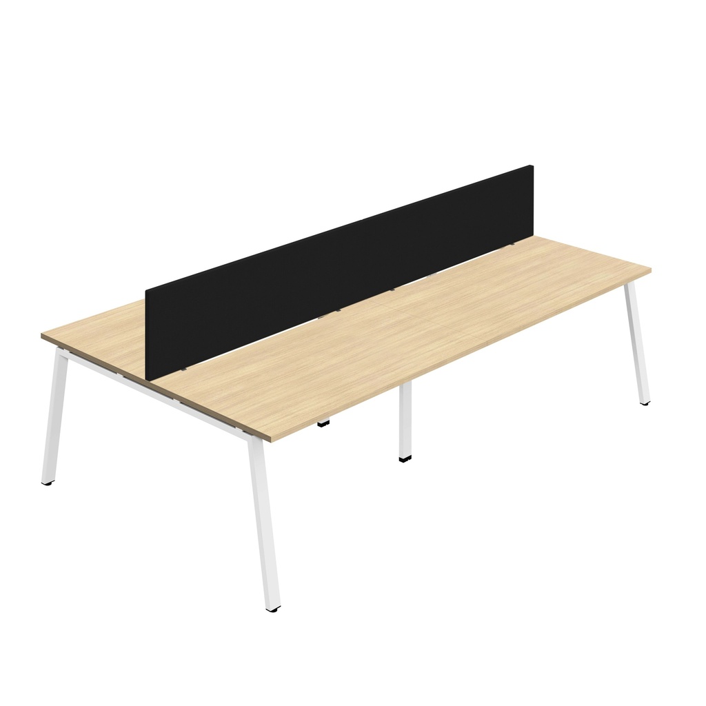 Synergy 4P Bench Desk|1600X800mm|A-Frame|NovaOak/White|Black Screen
