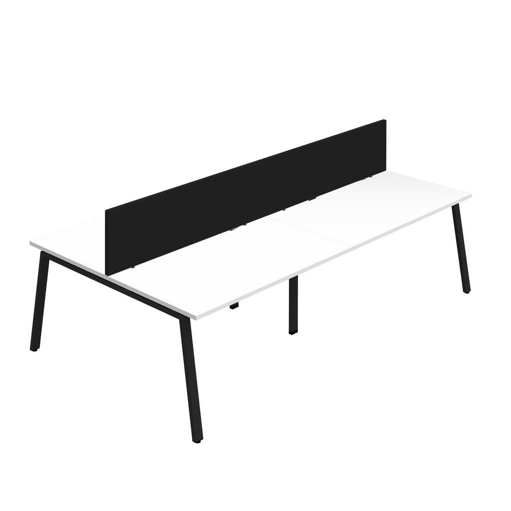 Synergy 4P Bench Desk|1600X800mm|A-Frame|White/Black|Black Screen