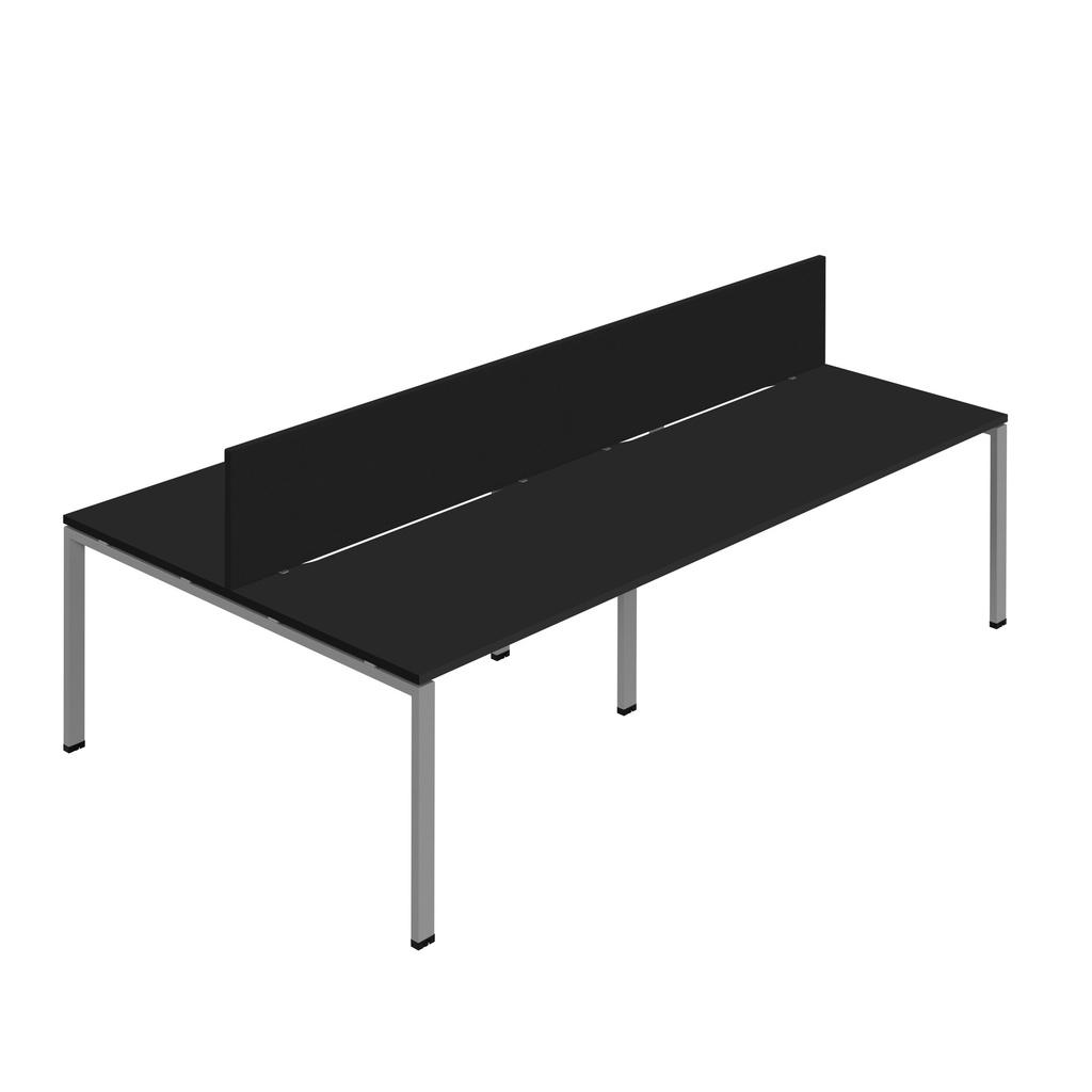 Synergy 4P Bench Desk|1600X800mm|GoalPost|Black/Silver|Black Screen