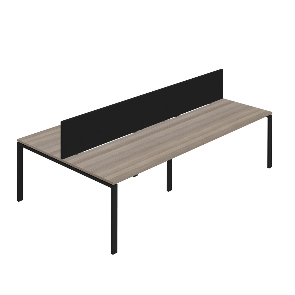 Synergy 4P Bench Desk|1600X800mm|GoalPost|GreyOak/Black|Black Screen