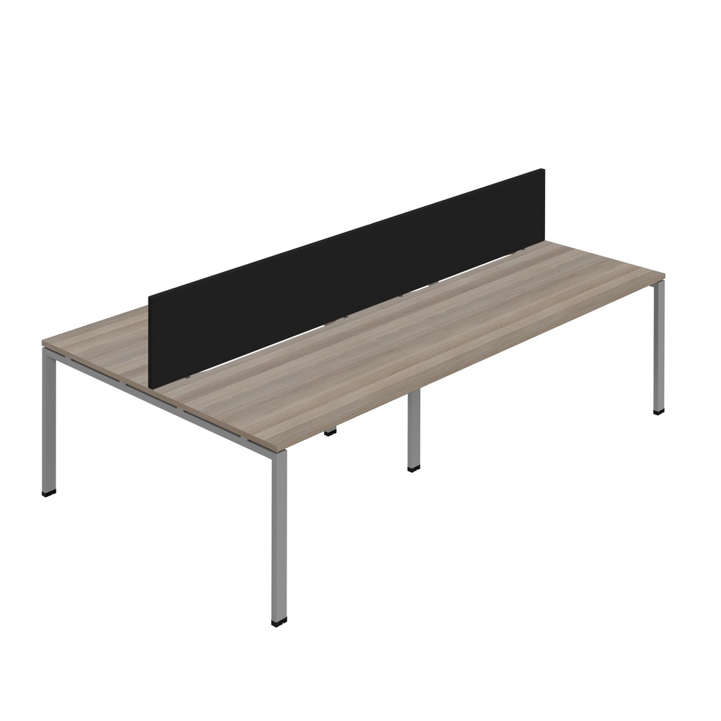 Synergy 4P Bench Desk|1600X800mm|GoalPost|GreyOak/Silver|Black Screen