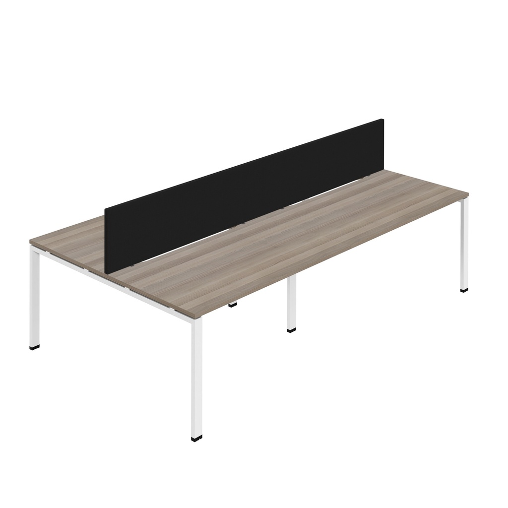 Synergy 4P Bench Desk|1600X800mm|GoalPost|GreyOak/White|Black Screen
