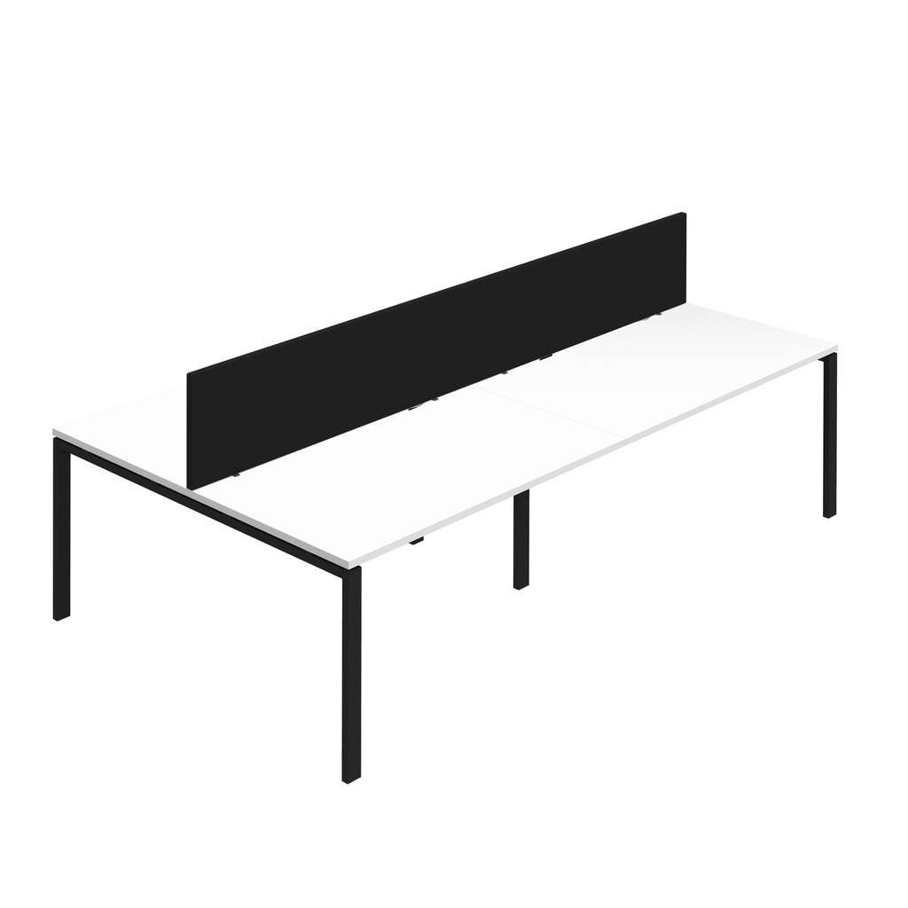 Synergy 4P Bench Desk|1600X800mm|GoalPost|White/Black|Black Screen