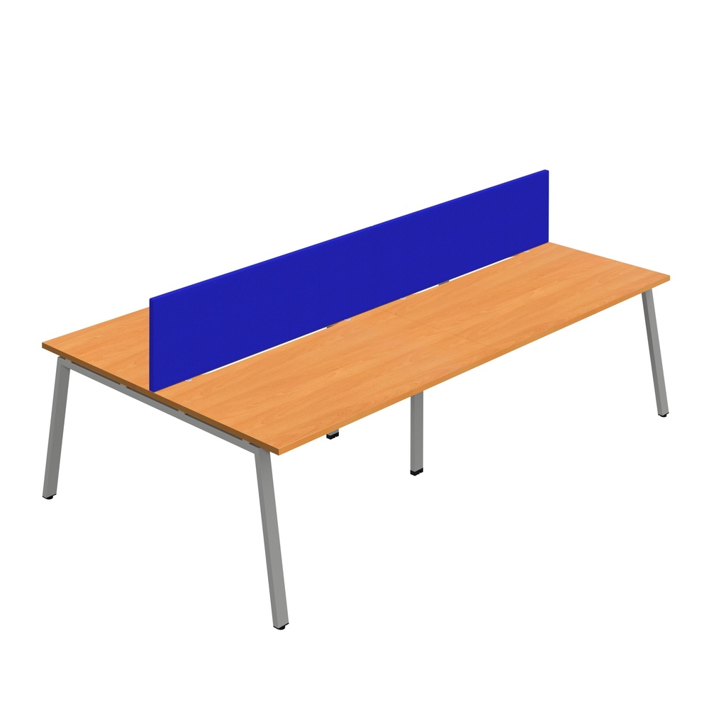 Synergy 4P Bench Desk|1200X800mm|A-Frame|Beech/Silver|Royal Blue Screen