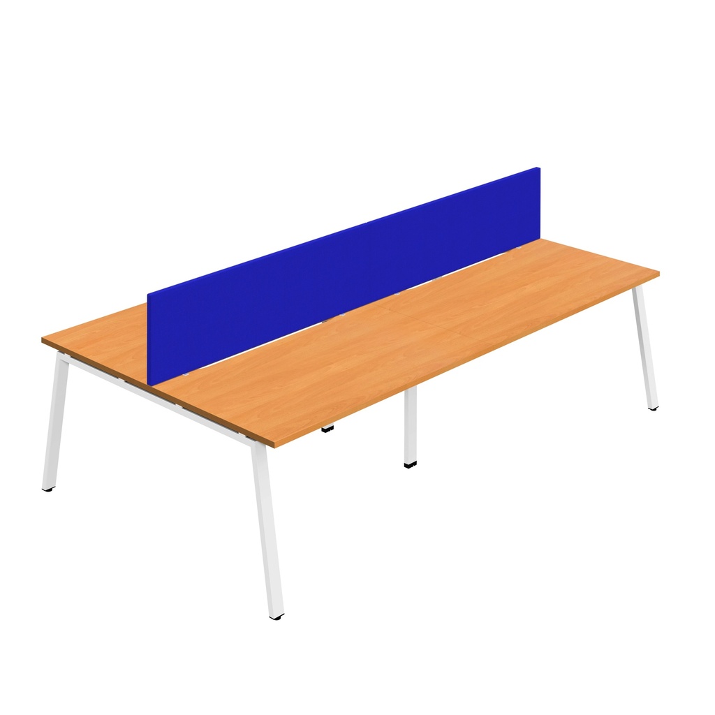 Synergy 4P Bench Desk|1200X800mm|A-Frame|Beech/White|Royal Blue Screen