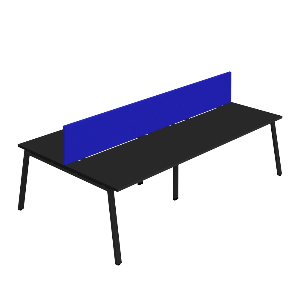 Synergy 4P Bench Desk|1200X800mm|A-Frame|Black/Black|Royal Blue Screen