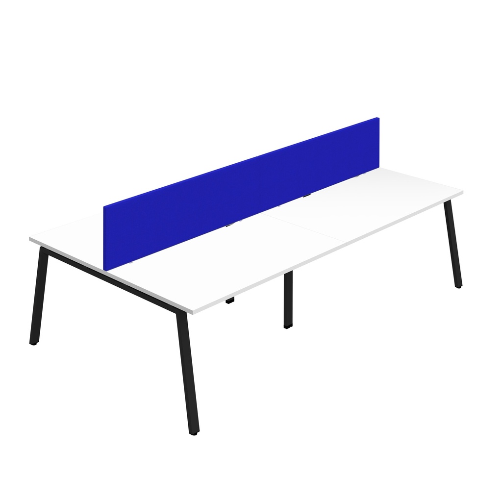 Synergy 4P Bench Desk|1200X800mm|A-Frame|White/Black|Royal Blue Screen