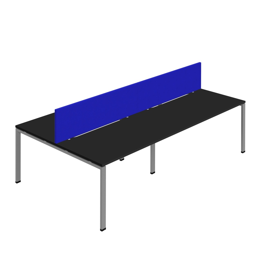 Synergy 4P Bench Desk|1600X800mm|GoalPost|Black/Silver|Royal Blue Screen
