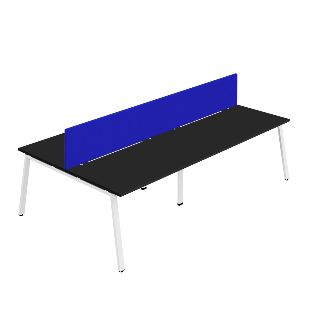 Synergy 4P Bench Desk|1600X800mm|A-Frame|Black/White|Royal Blue Screen