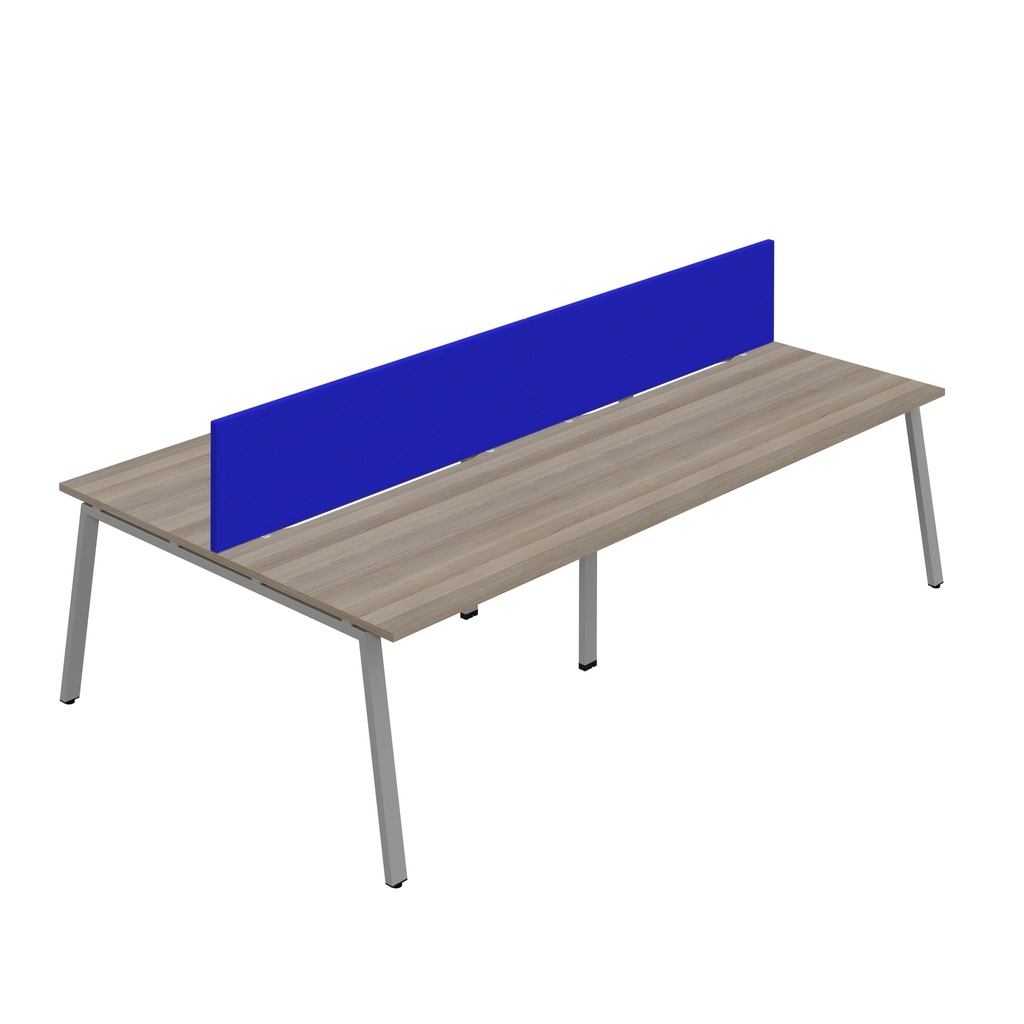 Synergy 4P Bench Desk|1600X800mm|A-Frame|GreyOak/Silver|Royal Blue Screen