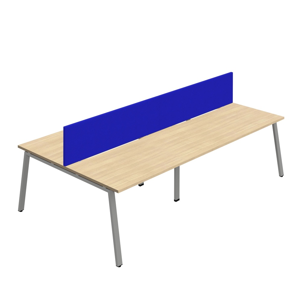 Synergy 4P Bench Desk|1600X800mm|A-Frame|NovaOak/Silver|Royal Blue Screen