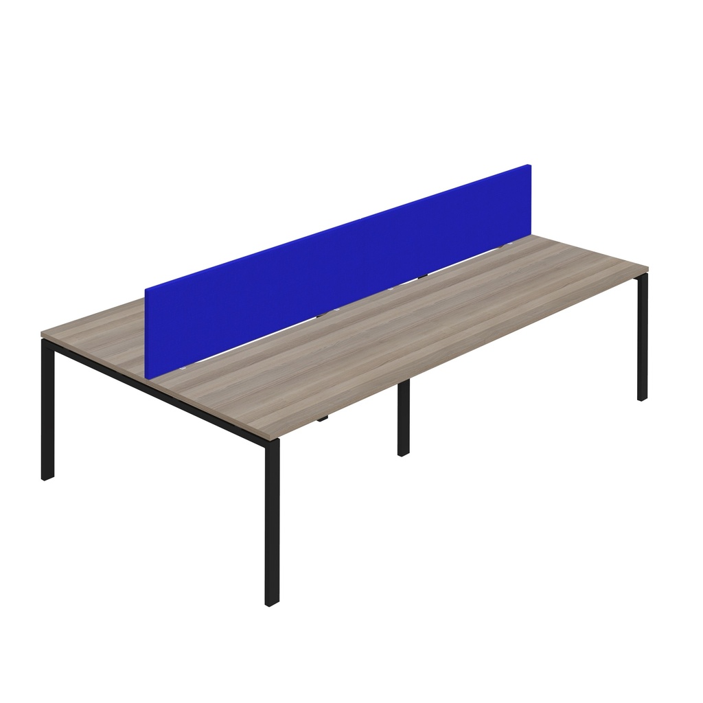 Synergy 4P Bench Desk|1600X800mm|GoalPost|GreyOak/Black|Royal Blue Screen