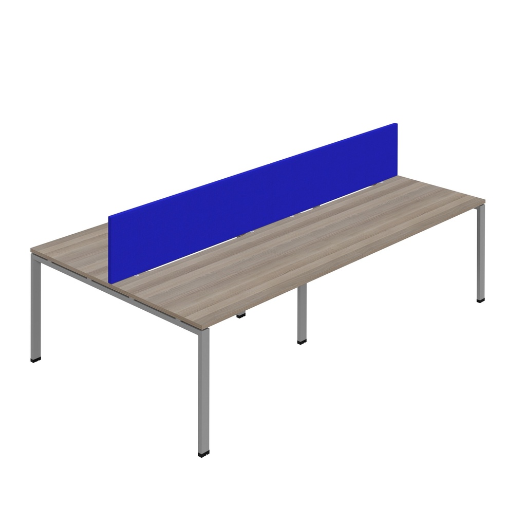 Synergy 4P Bench Desk|1600X800mm|GoalPost|GreyOak/Silver|Royal Blue Screen