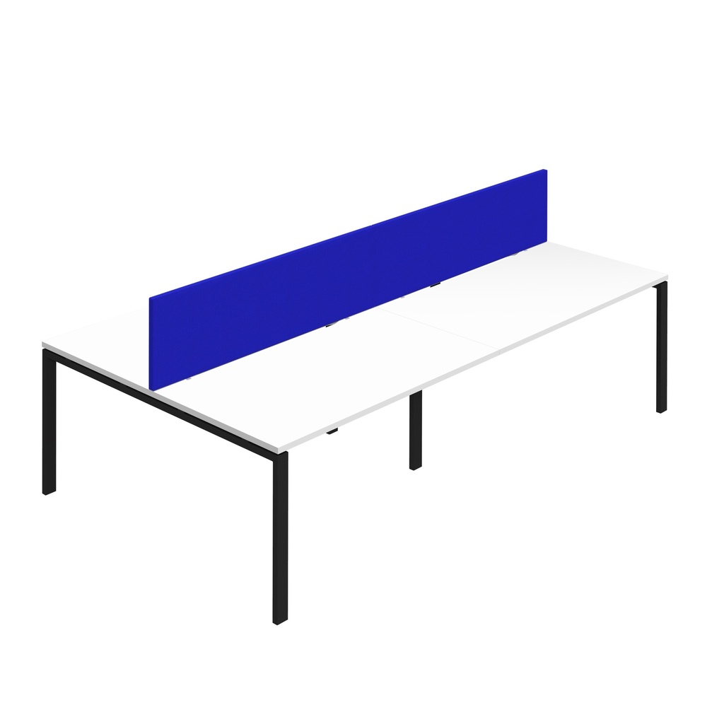 Synergy 4P Bench Desk|1600X800mm|GoalPost|White/Black|Royal Blue Screen