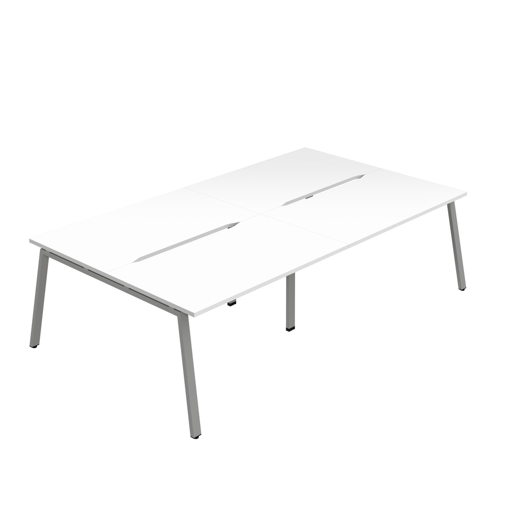 Synergy 4P Bench Desk|1200X800mm|A-Frame|White/Silver