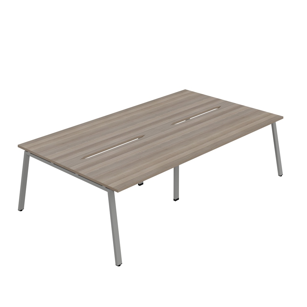 Synergy 4P Bench Desk|1600X800mm|A-Frame|GreyOak/Silver
