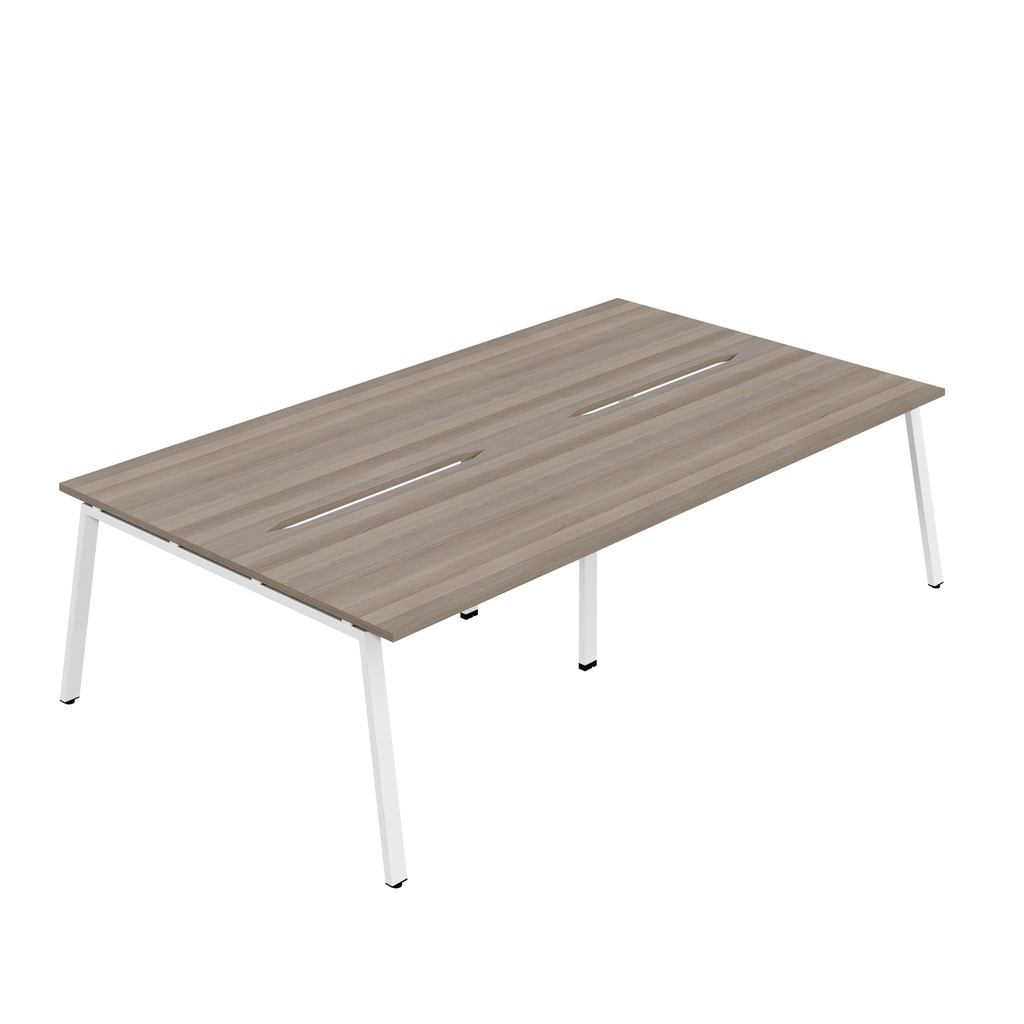 Synergy 4P Bench Desk|1600X800mm|A-Frame|GreyOak/White