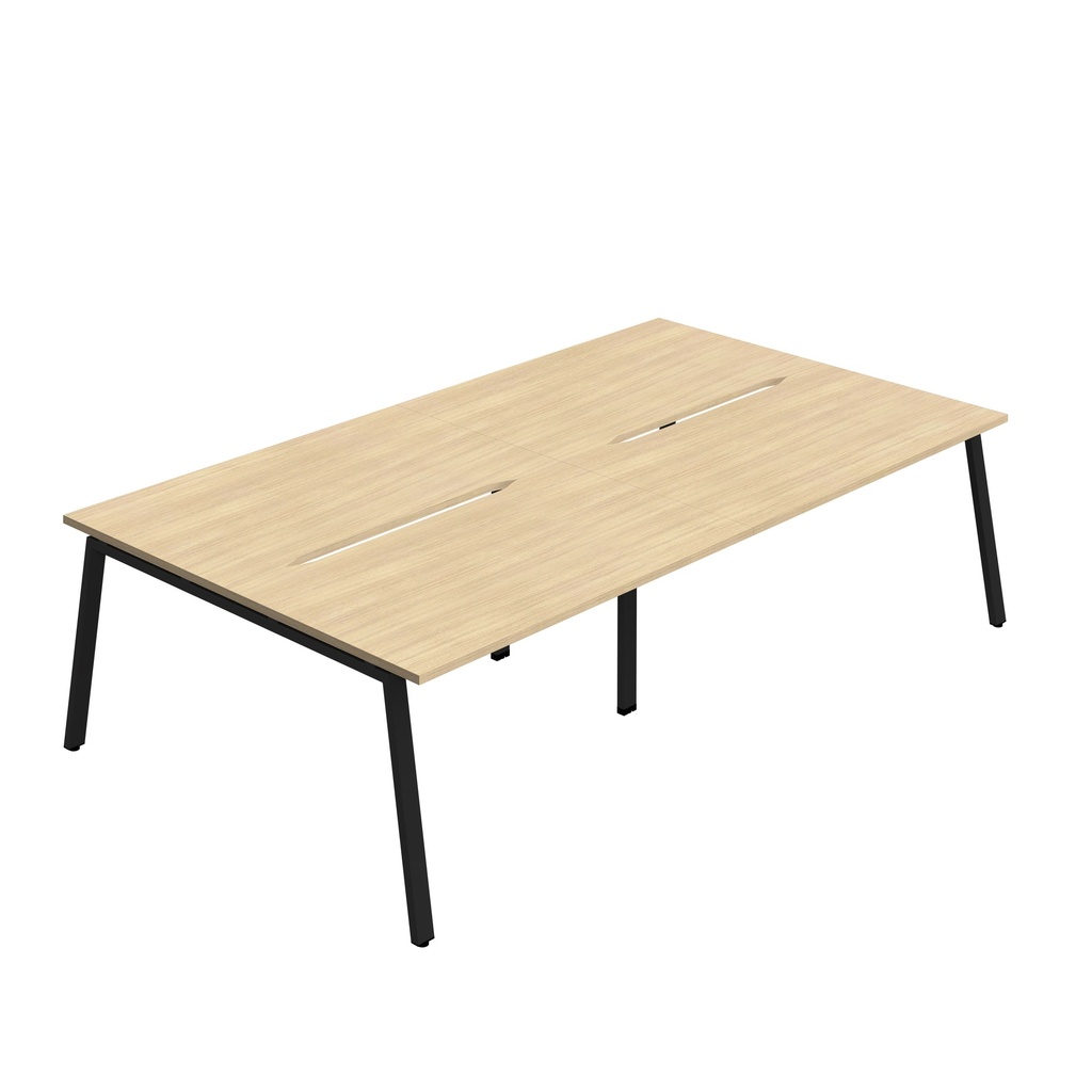 Synergy 4P Bench Desk|1600X800mm|A-Frame|NovaOak/Black
