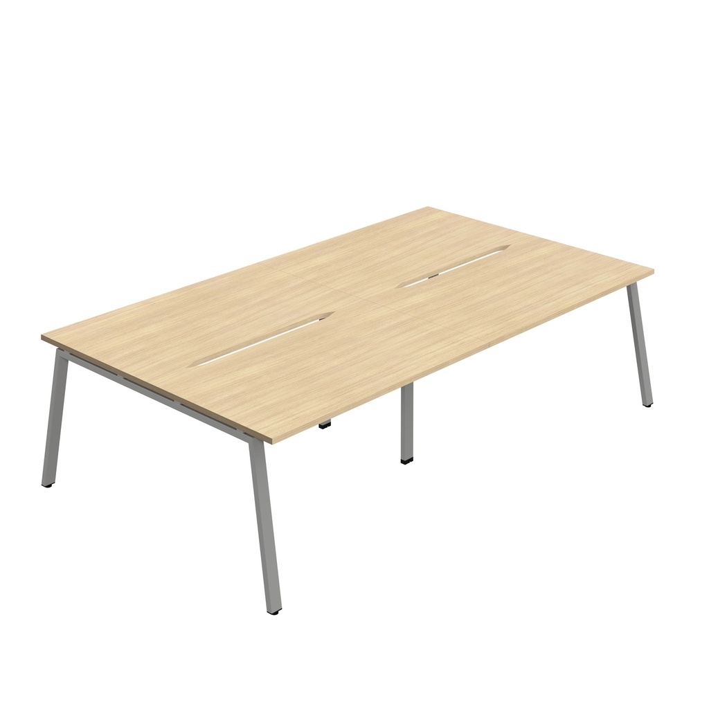 Synergy 4P Bench Desk|1600X800mm|A-Frame|NovaOak/Silver