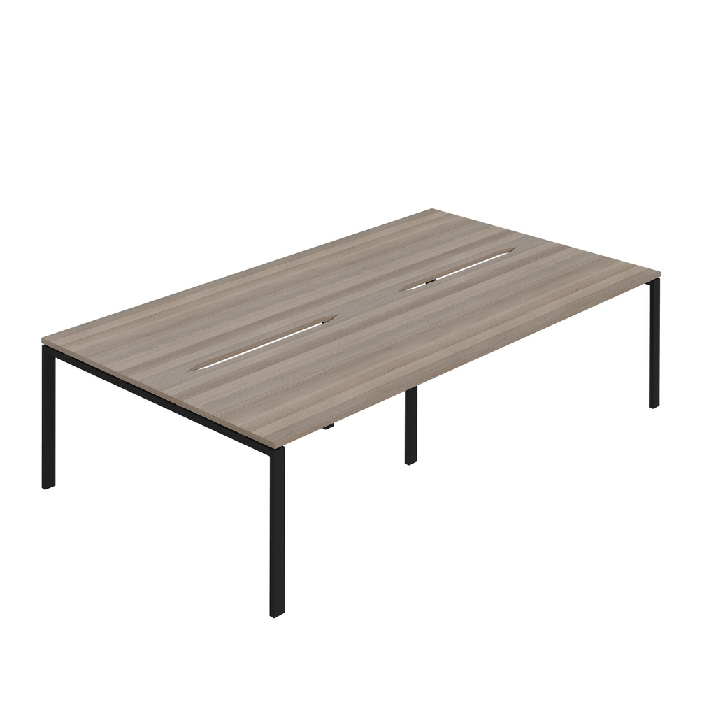 Synergy 4P Bench Desk|1600X800mm|GoalPost|GreyOak/Black