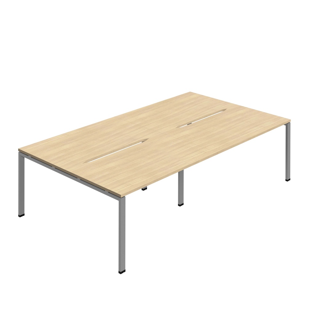 Synergy 4P Bench Desk|1600X800mm|GoalPost|NovaOak/Silver
