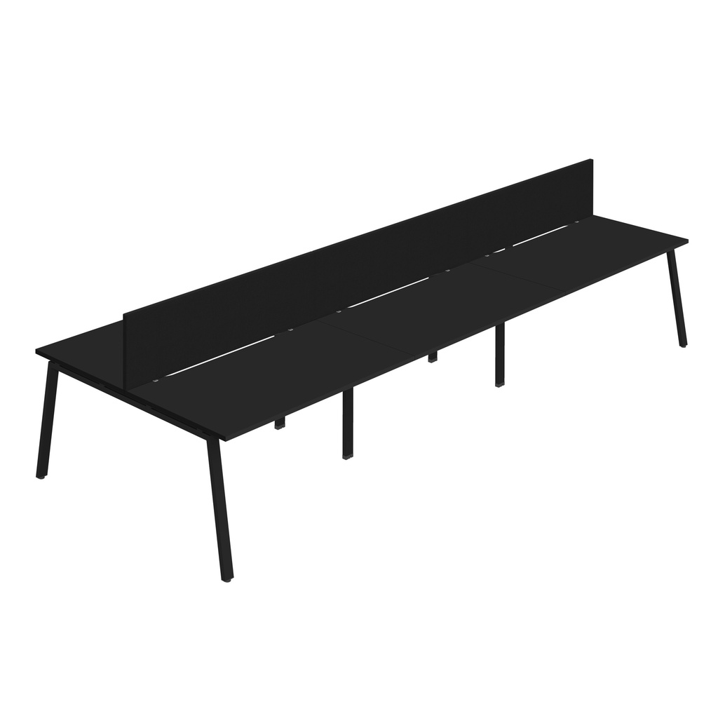Synergy 6P Bench Desk|1200X800mm|A-Frame|Black/Black|Black Screen