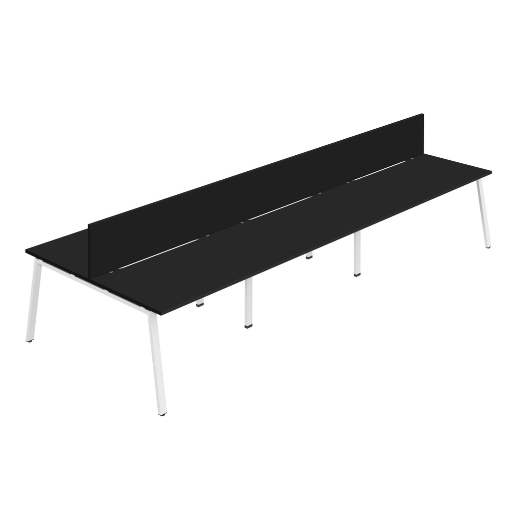 Synergy 6P Bench Desk|1200X800mm|A-Frame|Black/White|Black Screen