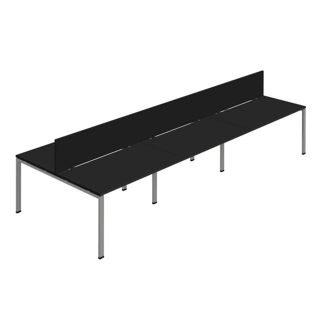 Synergy 6P Bench Desk|1600X800mm|GoalPost|Black/Silver|Black Screen