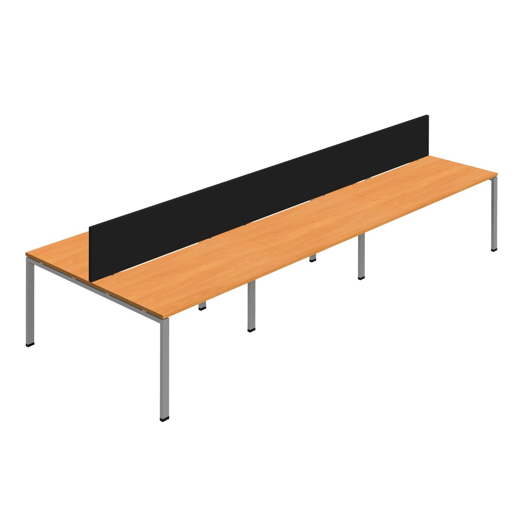 Synergy 6P Bench Desk|1600X800mm|GoalPost|Beech/Silver|Black Screen