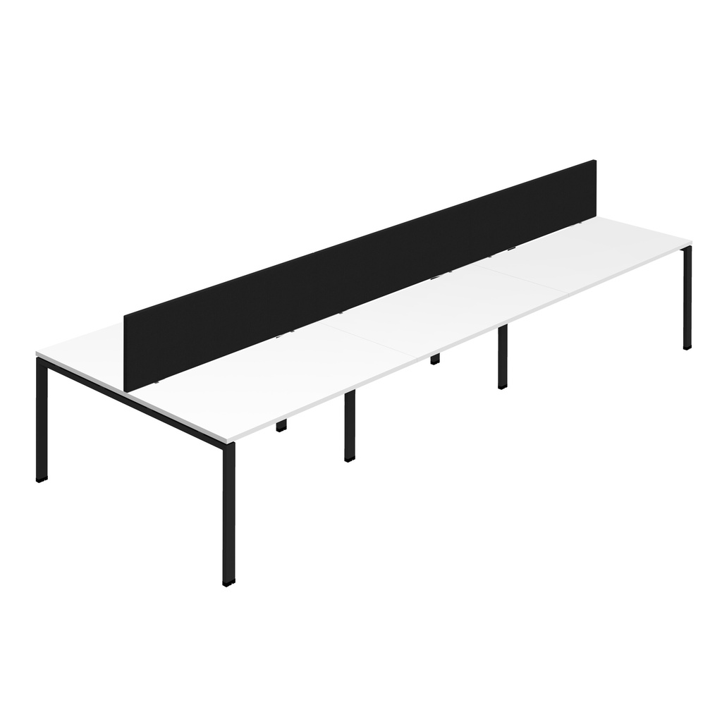 Synergy 6P Bench Desk|1600X800mm|GoalPost|White/Black|Black Screen