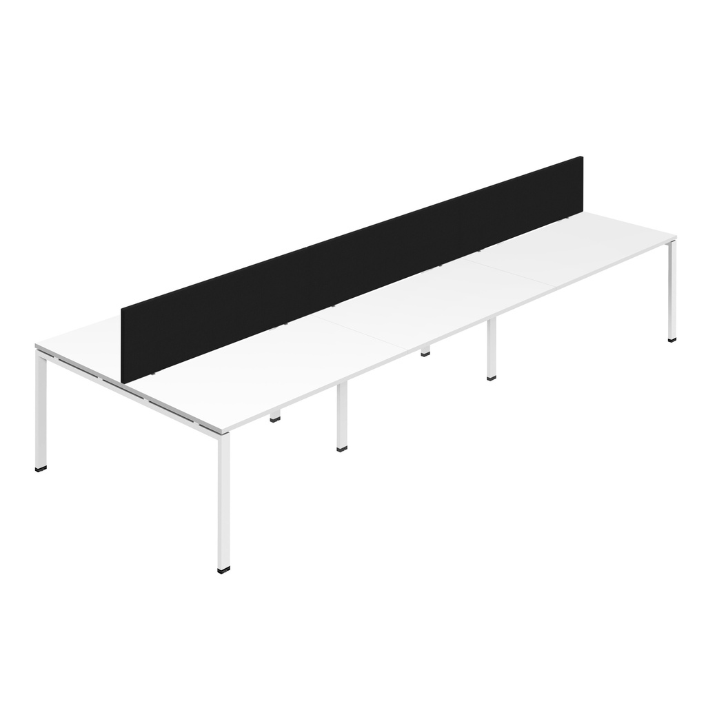 Synergy 6P Bench Desk|1600X800mm|GoalPost|White/White|Black Screen