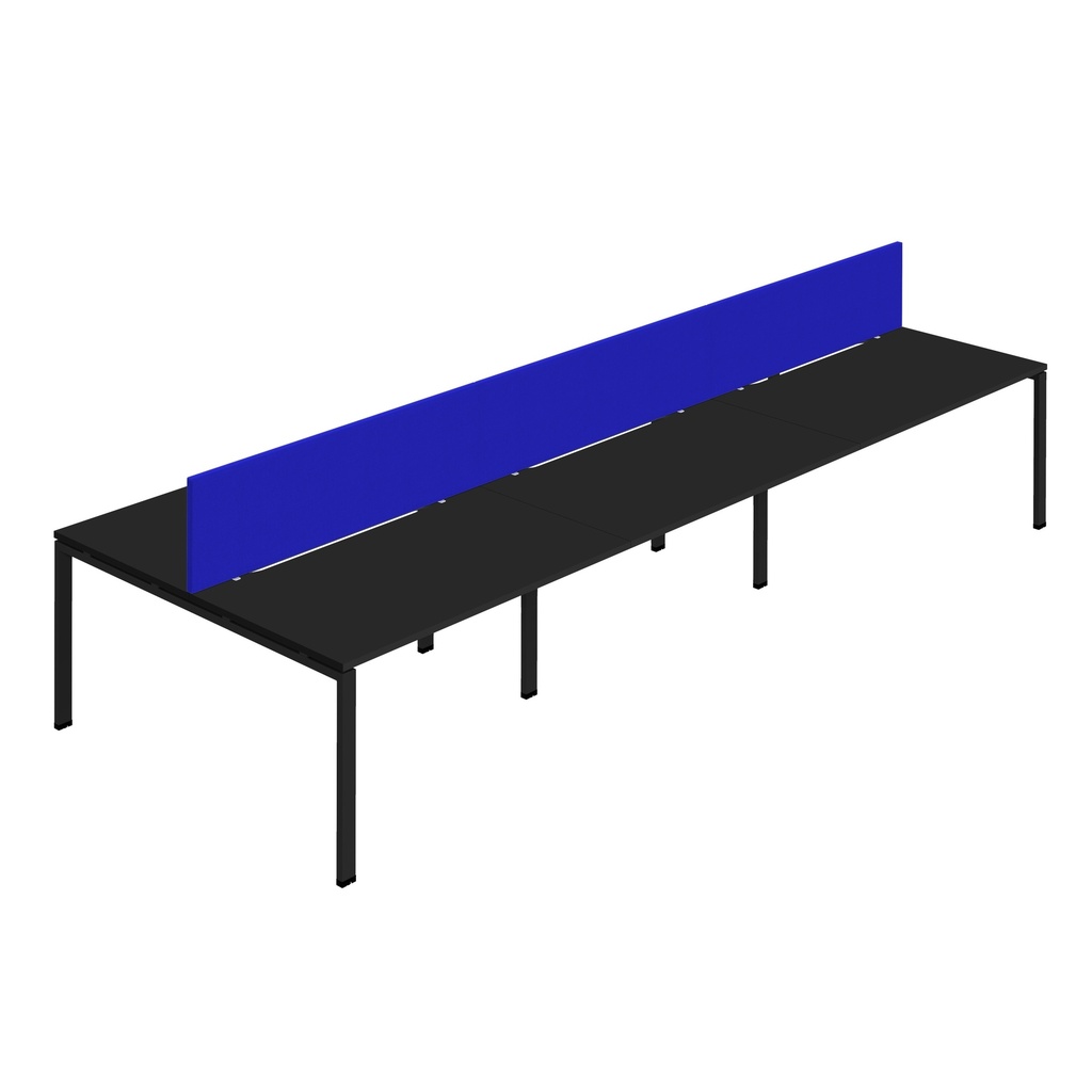 Synergy 6P Bench Desk|1200X800mm|GoalPost|Black/Black|Royal Blue Screen
