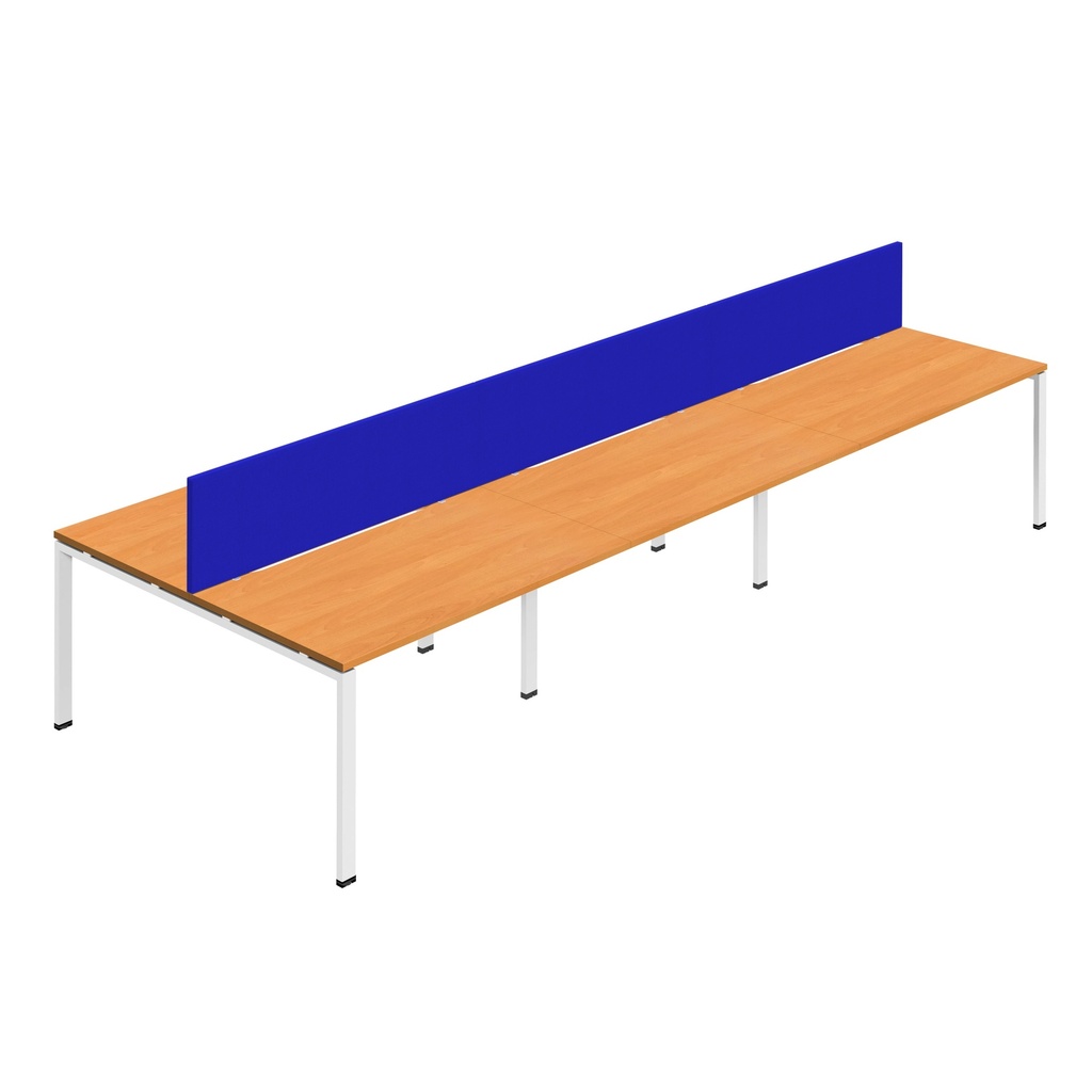 Synergy 6P Bench Desk|1600X800mm|GoalPost|Beech/White|Royal Blue Screen