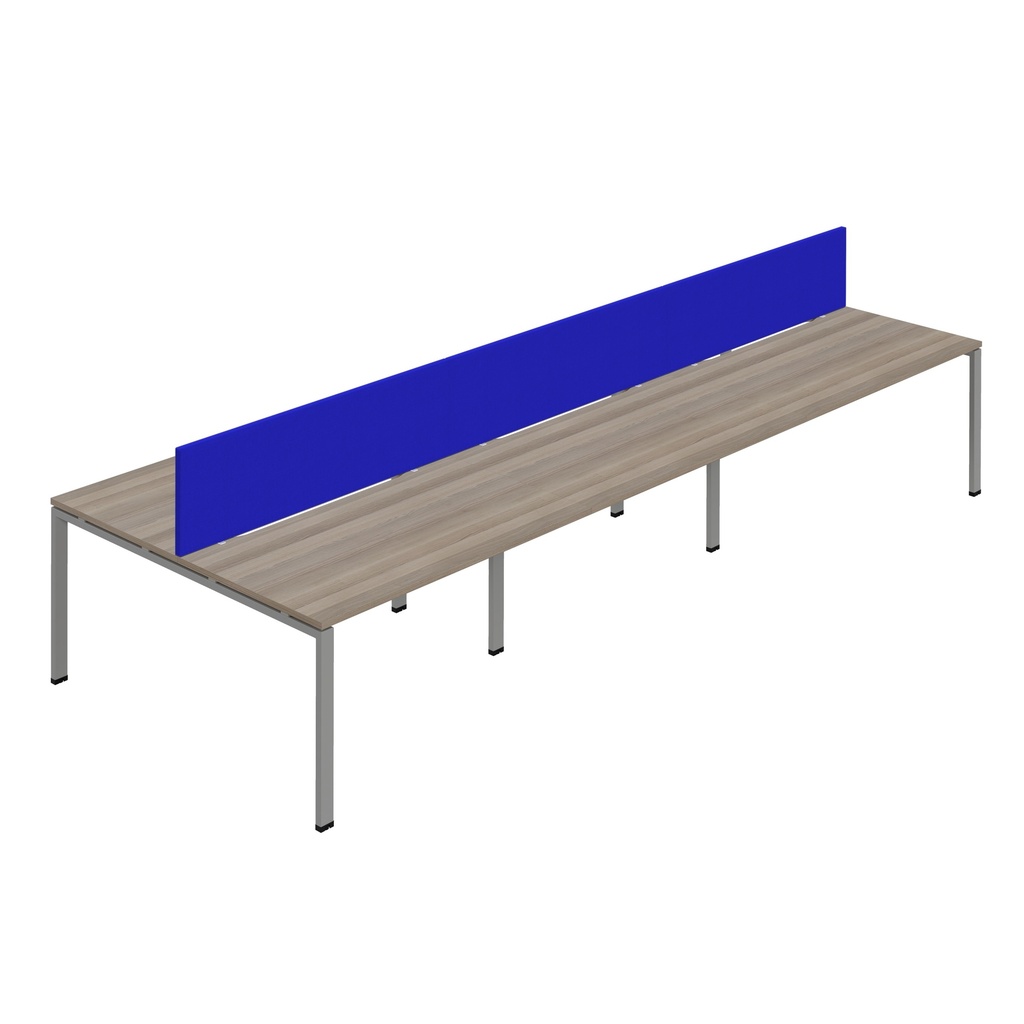 Synergy 6P Bench Desk|1600X800mm|GoalPost|GreyOak/Silver|Royal Blue Screen